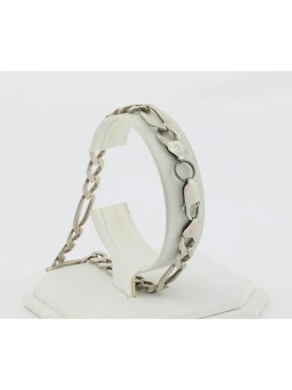 Men's Sterling Silver Large Figaro Link Chain Bracelet 10.5